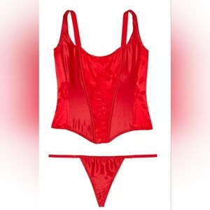 ***NWT*** VS Archives Burnout Satin Corset Set sz LG